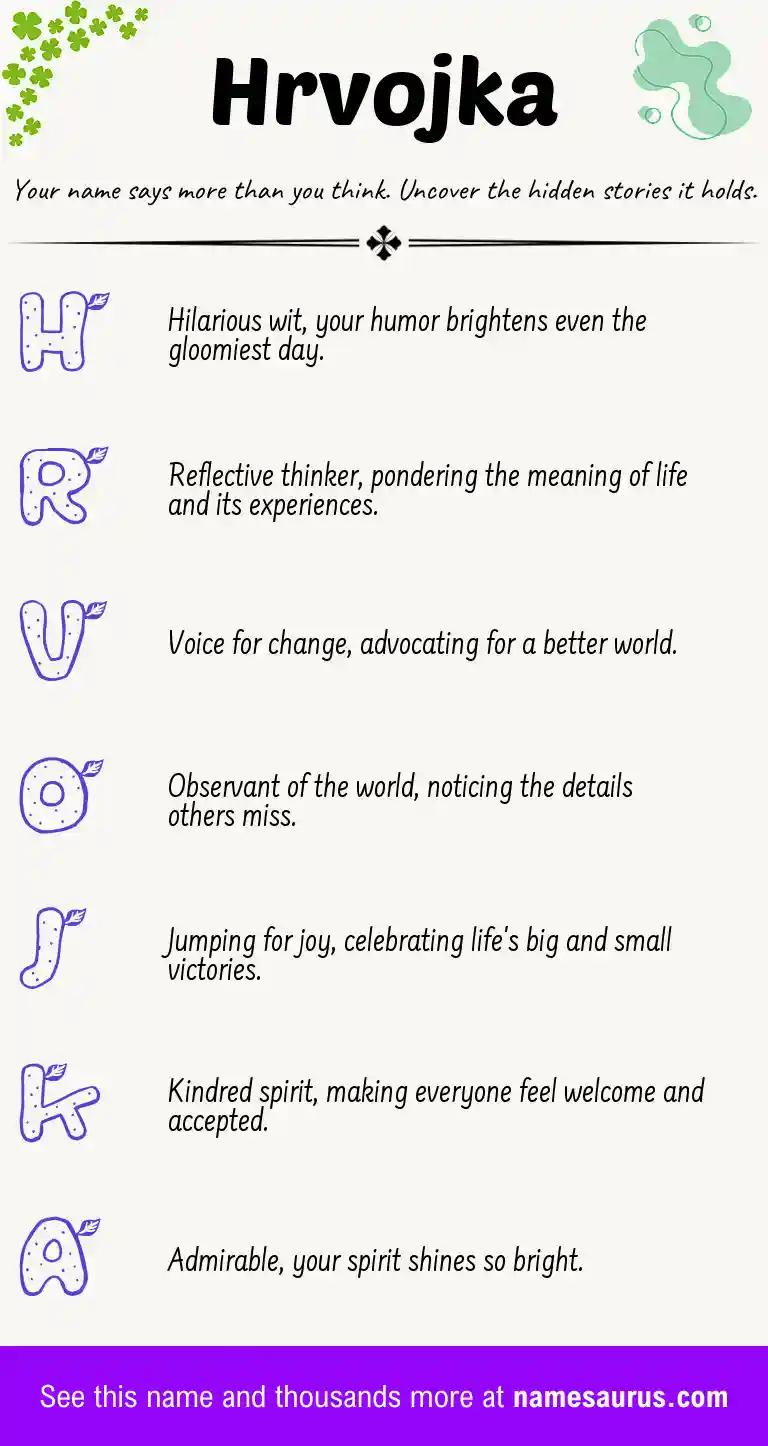 Acrostic poem about Hrvojka.