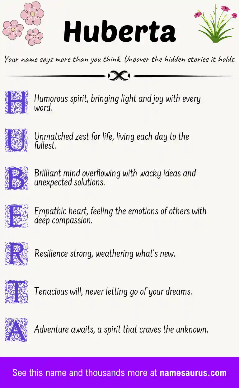 Acrostic poem about Huberta.