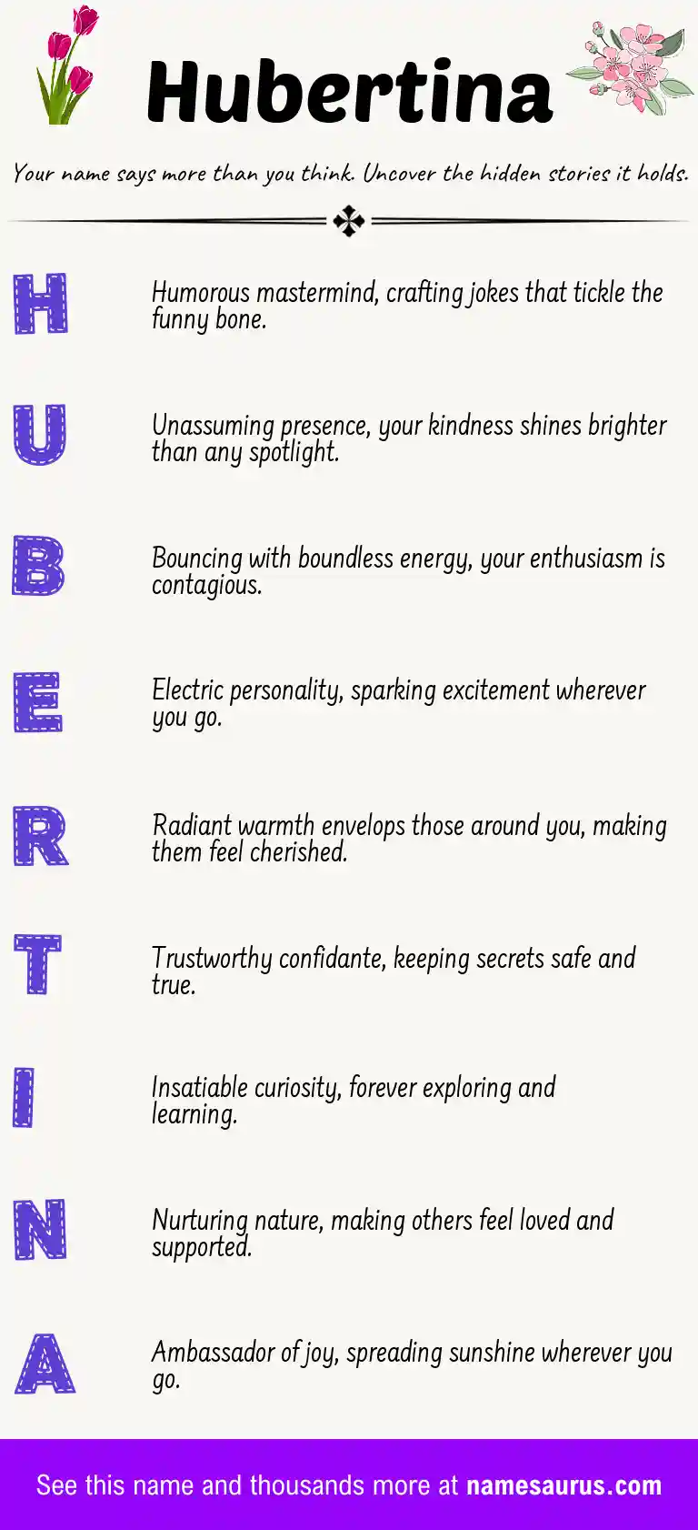 Acrostic poem about Hubertina.