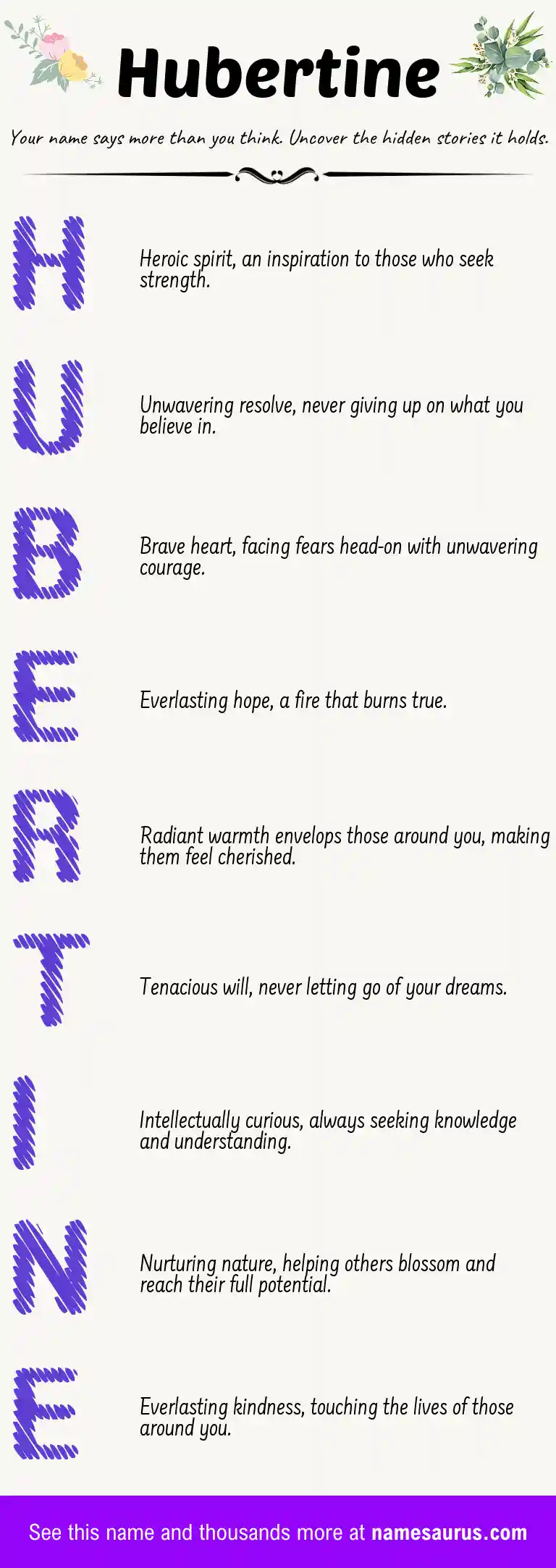 Acrostic poem about Hubertine.