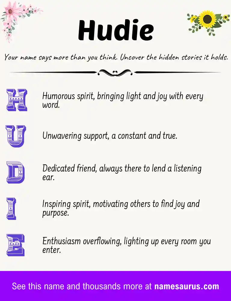 Acrostic poem about Hudie.