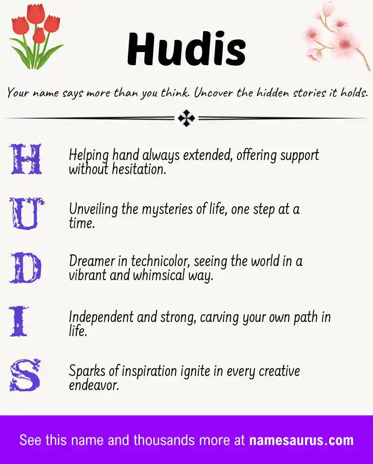 Acrostic poem about Hudis.