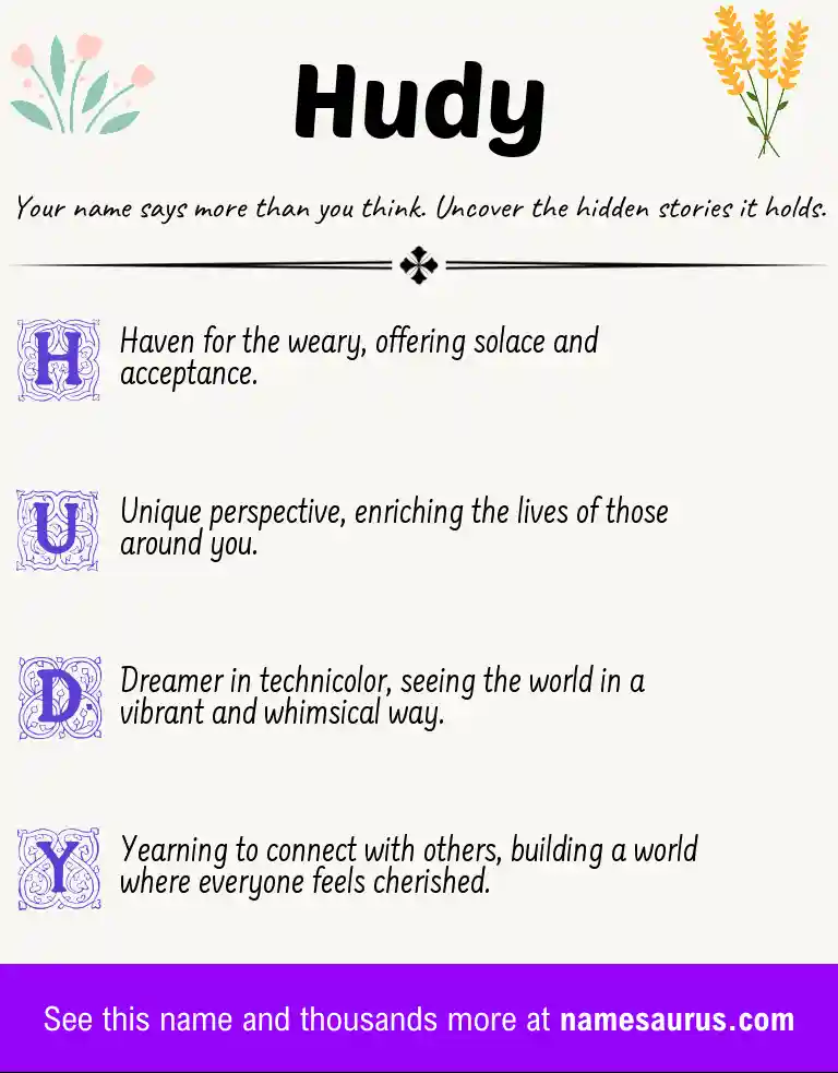 Acrostic poem about Hudy.