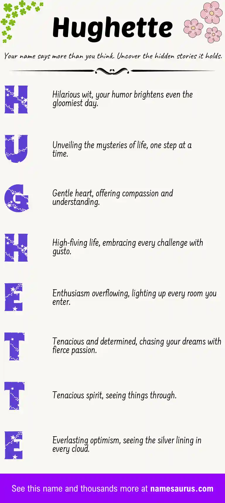 Acrostic poem about Hughette.