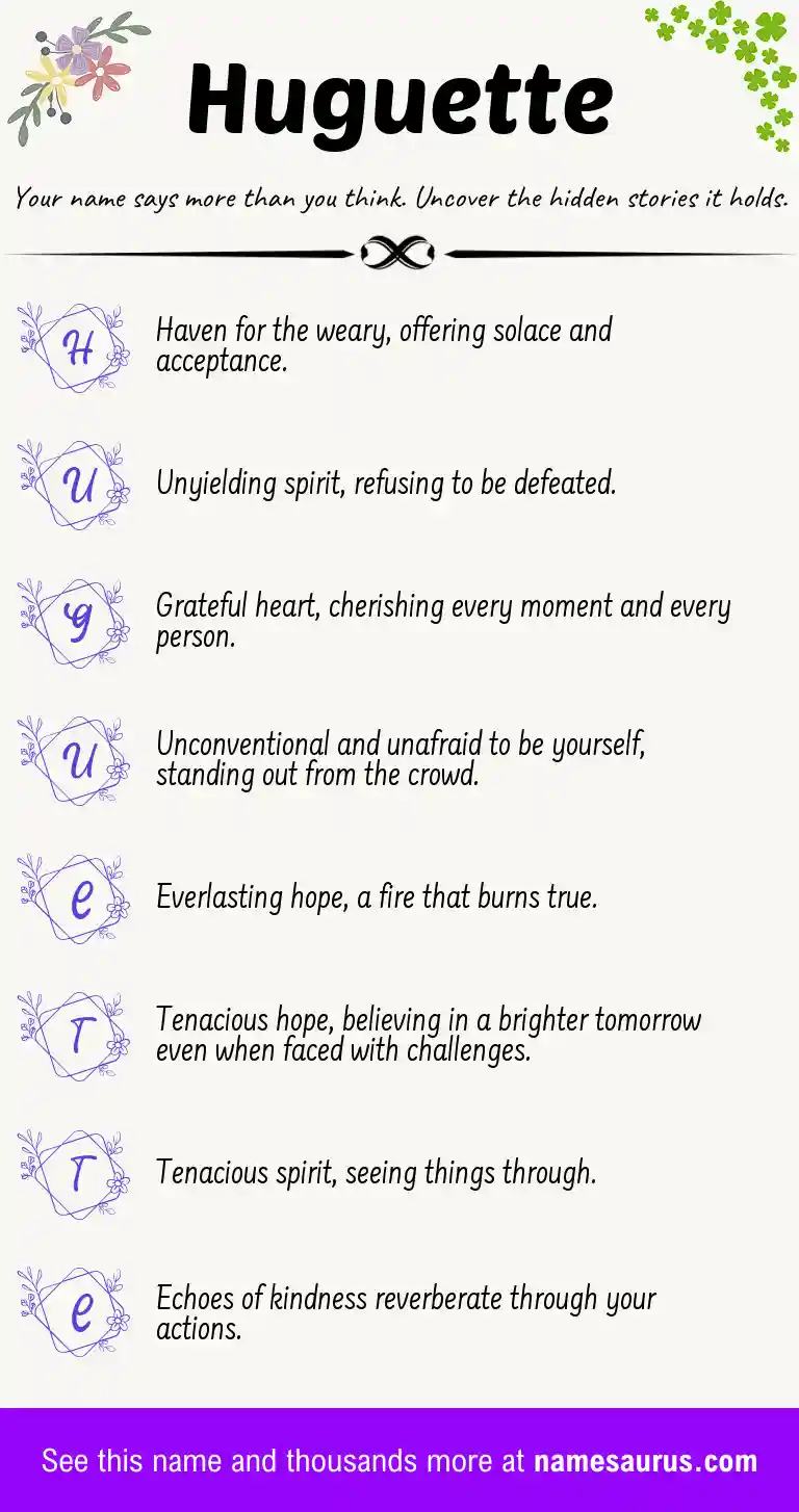 Acrostic poem about Huguette.
