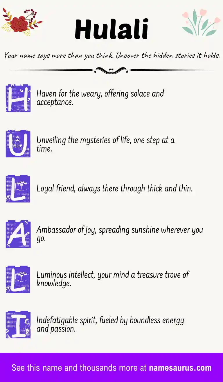 Acrostic poem about Hulali.