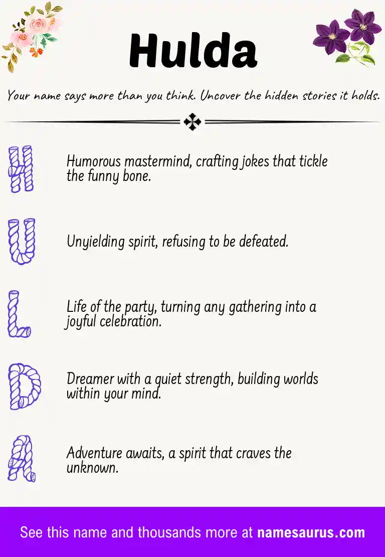 Acrostic poem about Hulda.