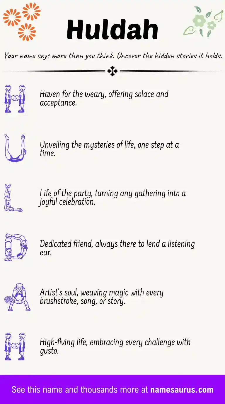Acrostic poem about Huldah.