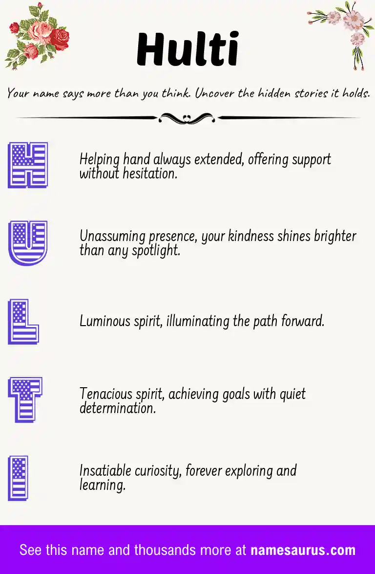 Acrostic poem about Hulti.