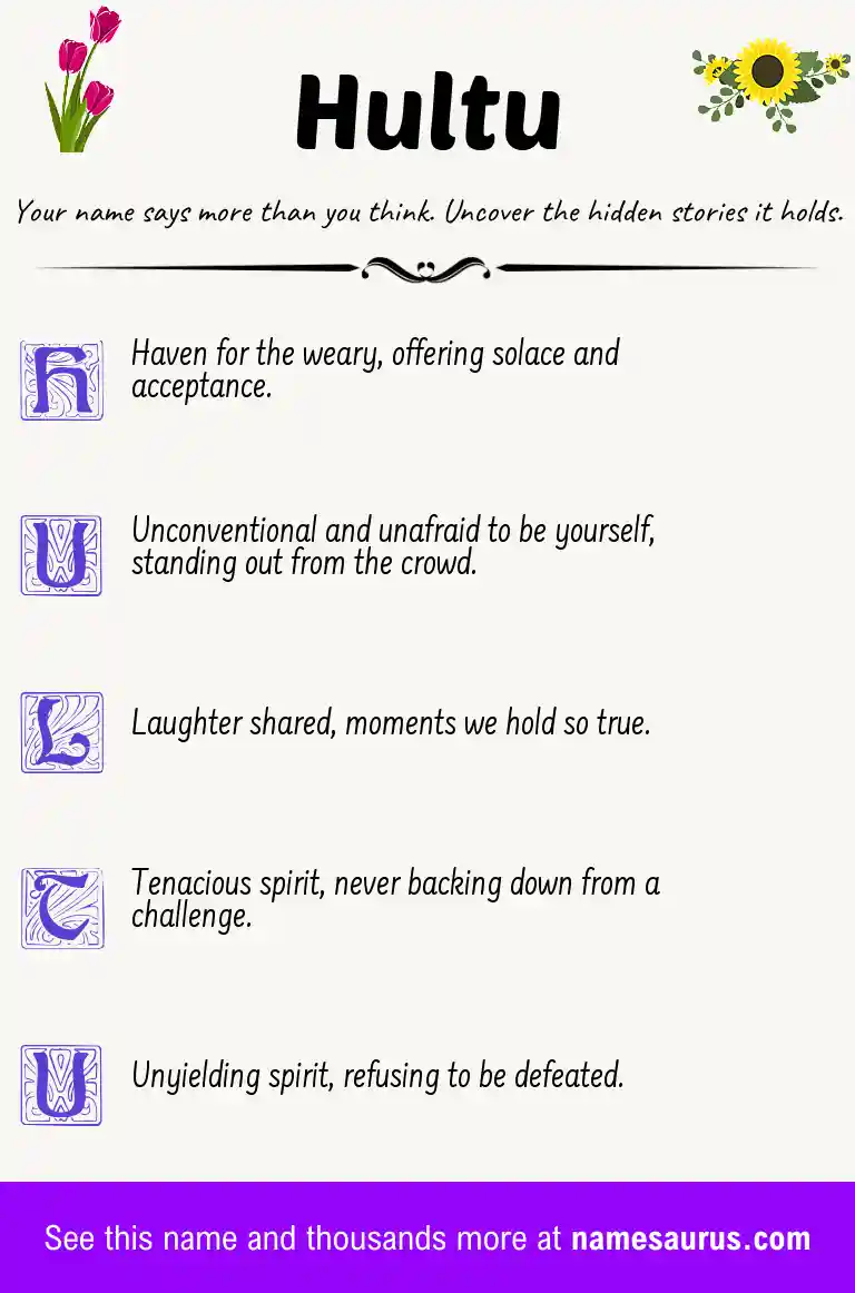 Acrostic poem about Hultu.