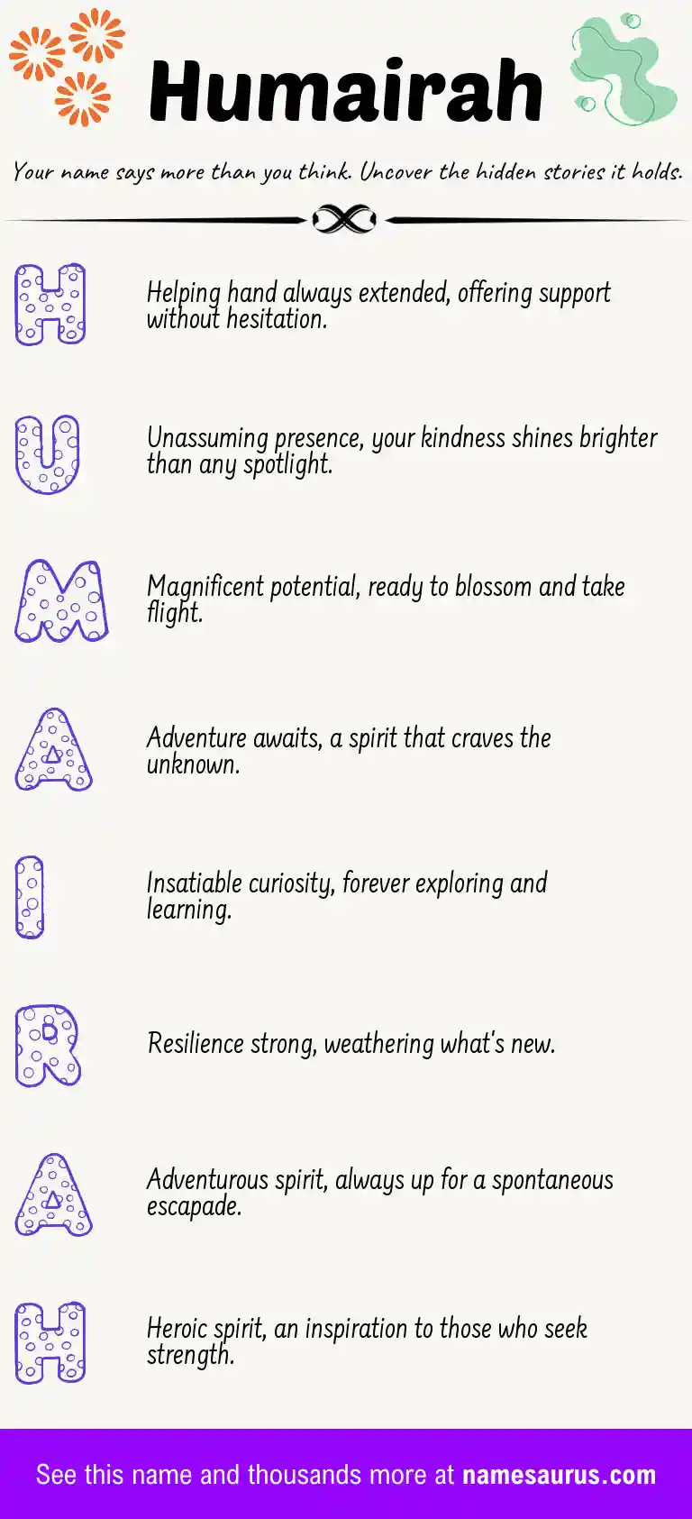 Acrostic poem about Humairah.
