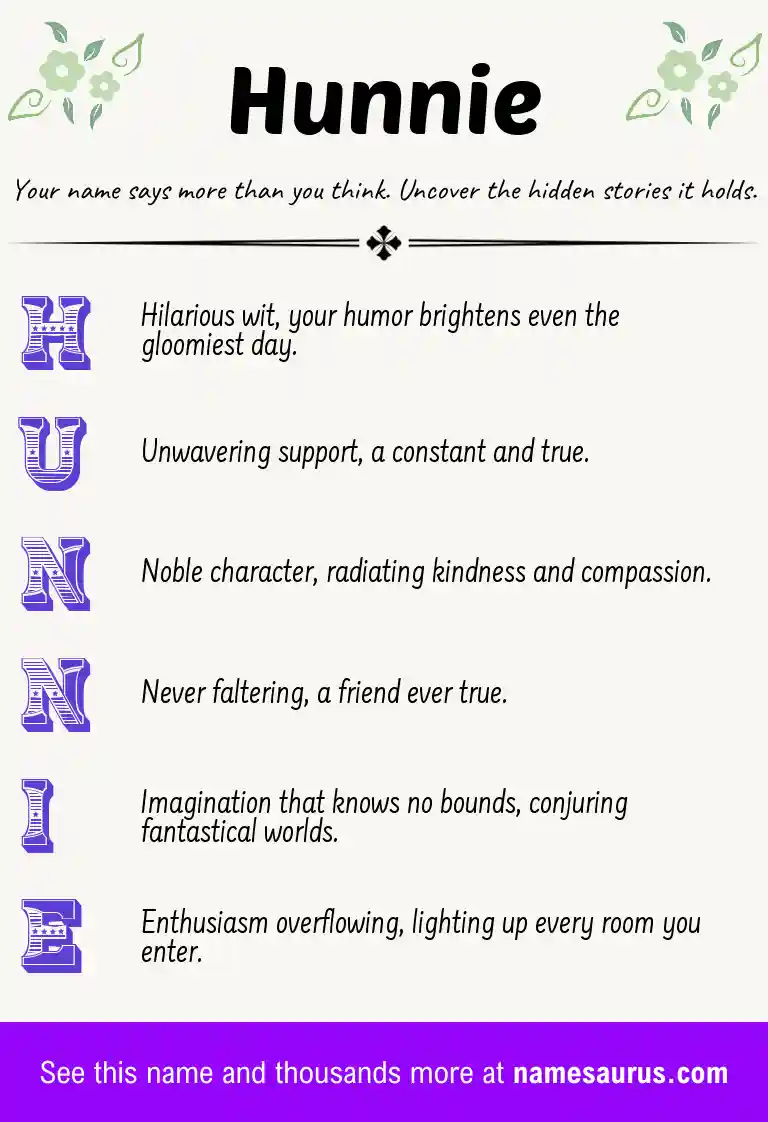 Acrostic poem about Hunnie.