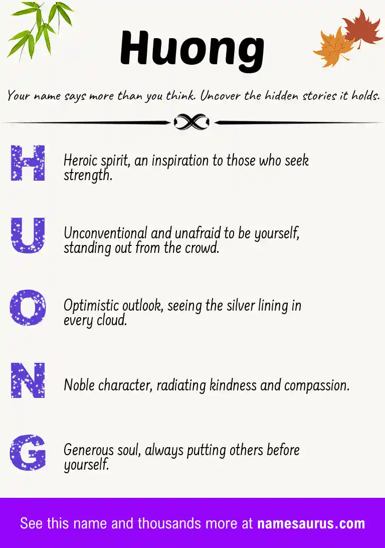 Acrostic poem about Huong.