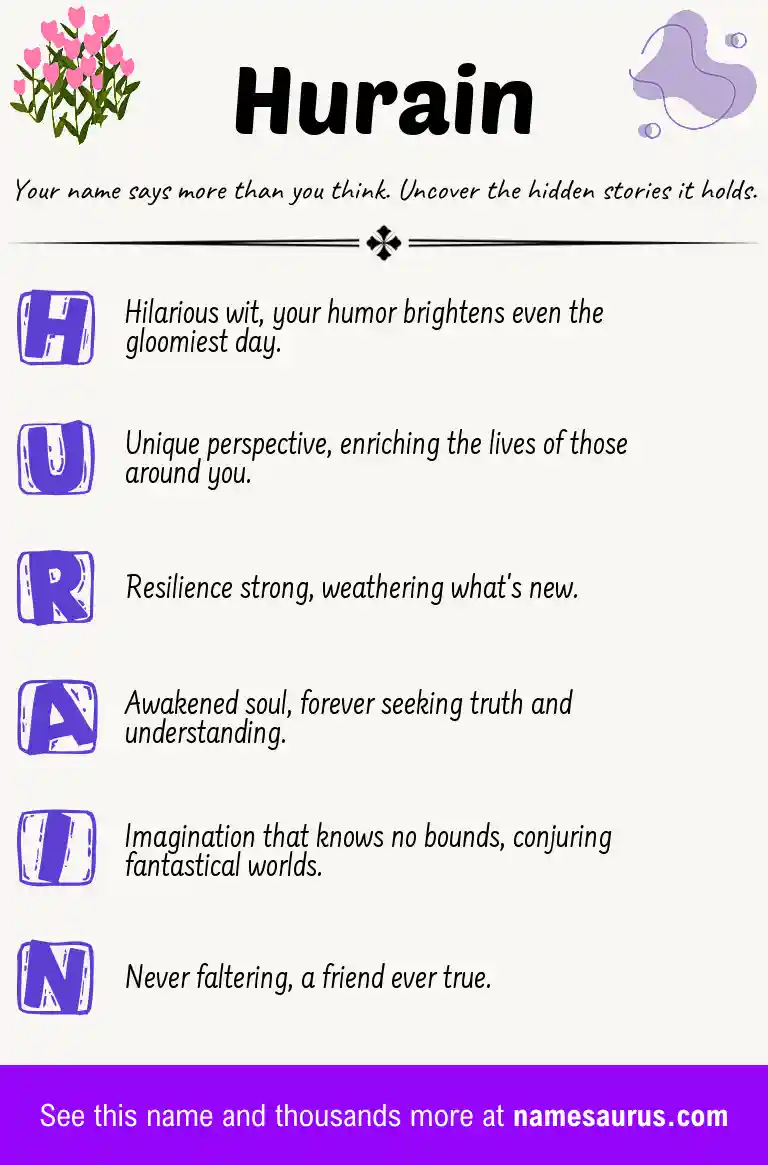 Acrostic poem about Hurain.
