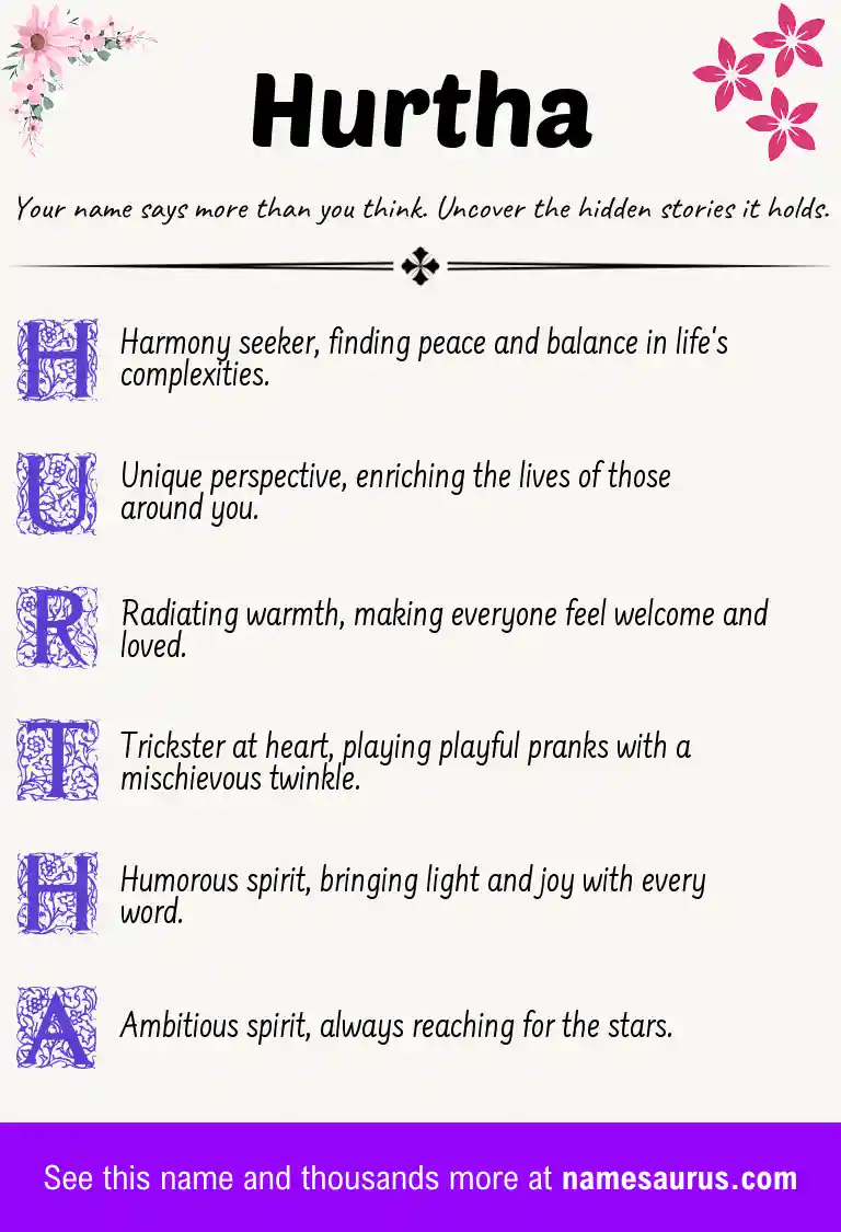 Acrostic poem about Hurtha.