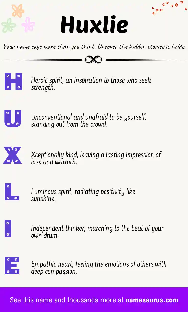 Acrostic poem about Huxlie.