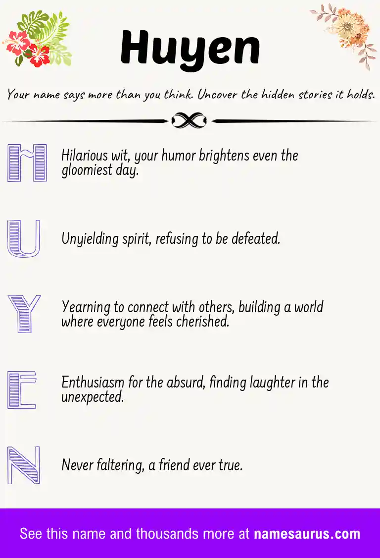 Acrostic poem about Huyen.
