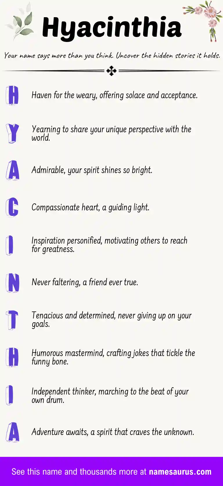 Acrostic poem about Hyacinthia.