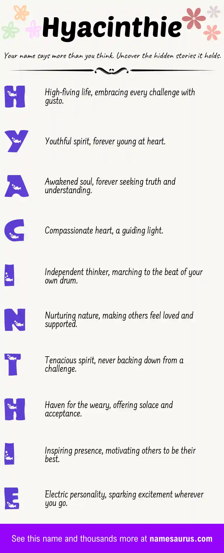 Acrostic poem about Hyacinthie.