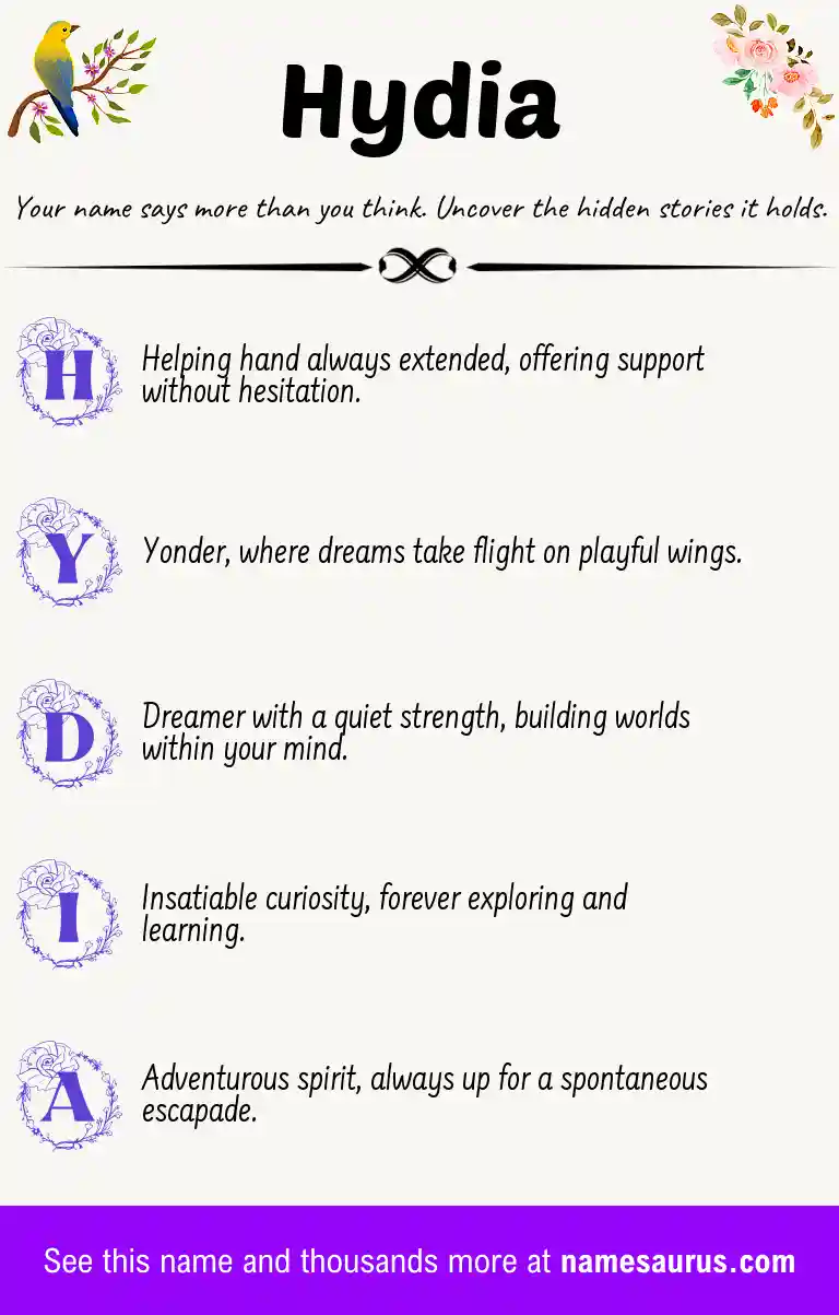 Acrostic poem about Hydia.