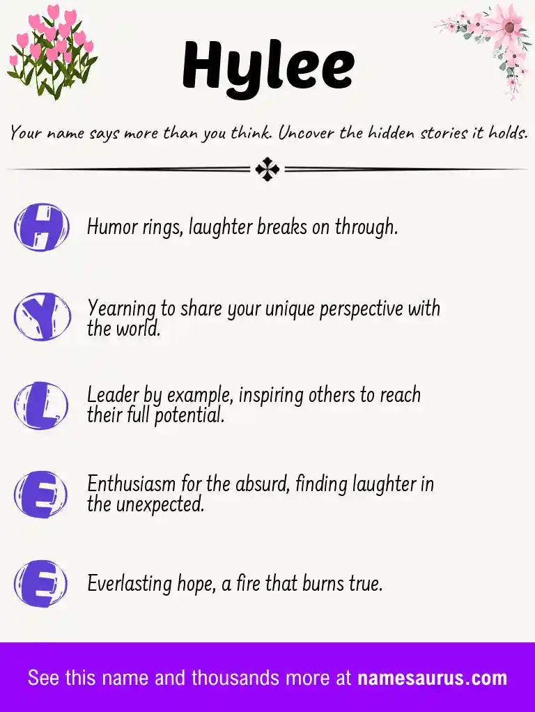 Acrostic poem about Hylee.