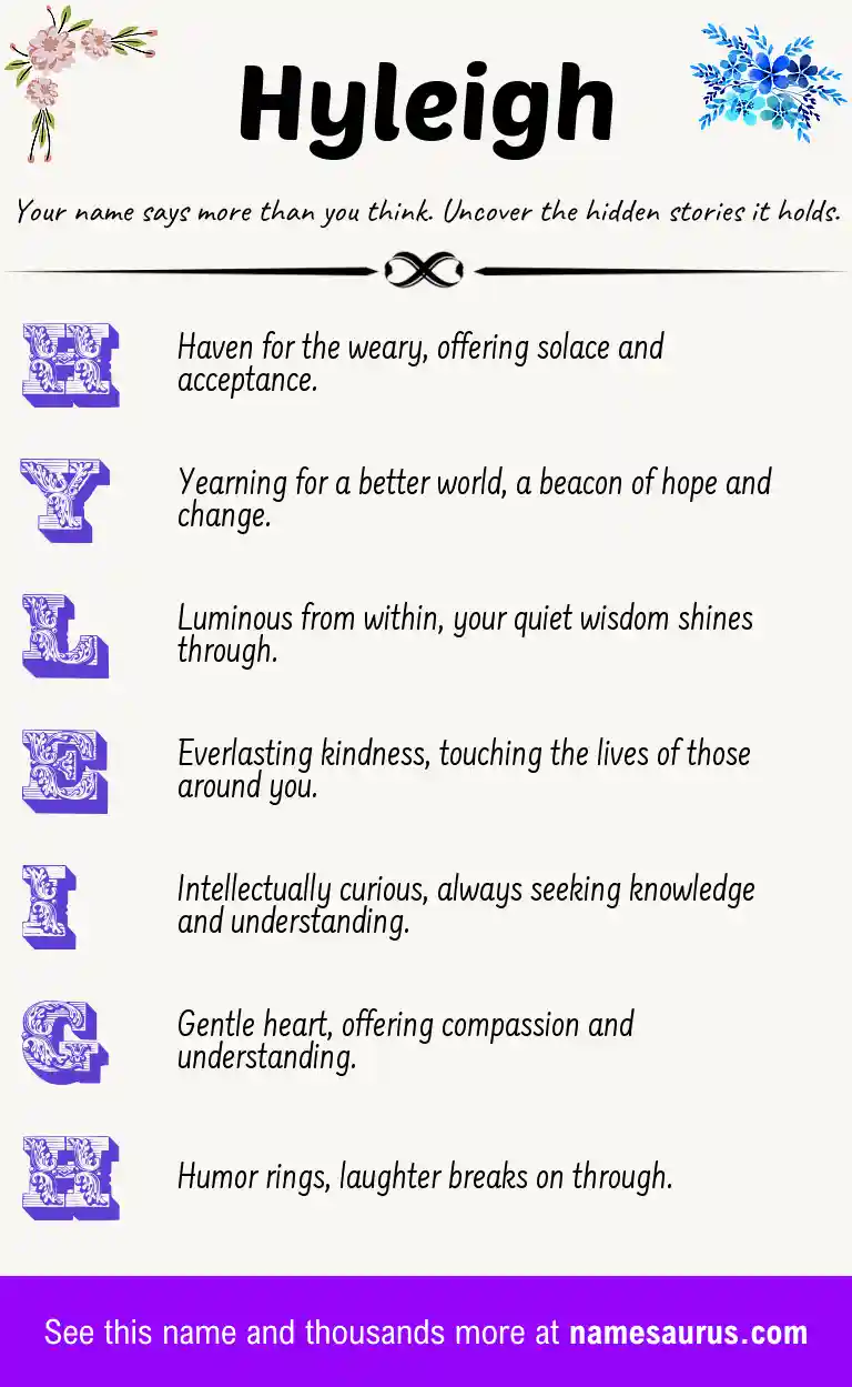 Acrostic poem about Hyleigh.