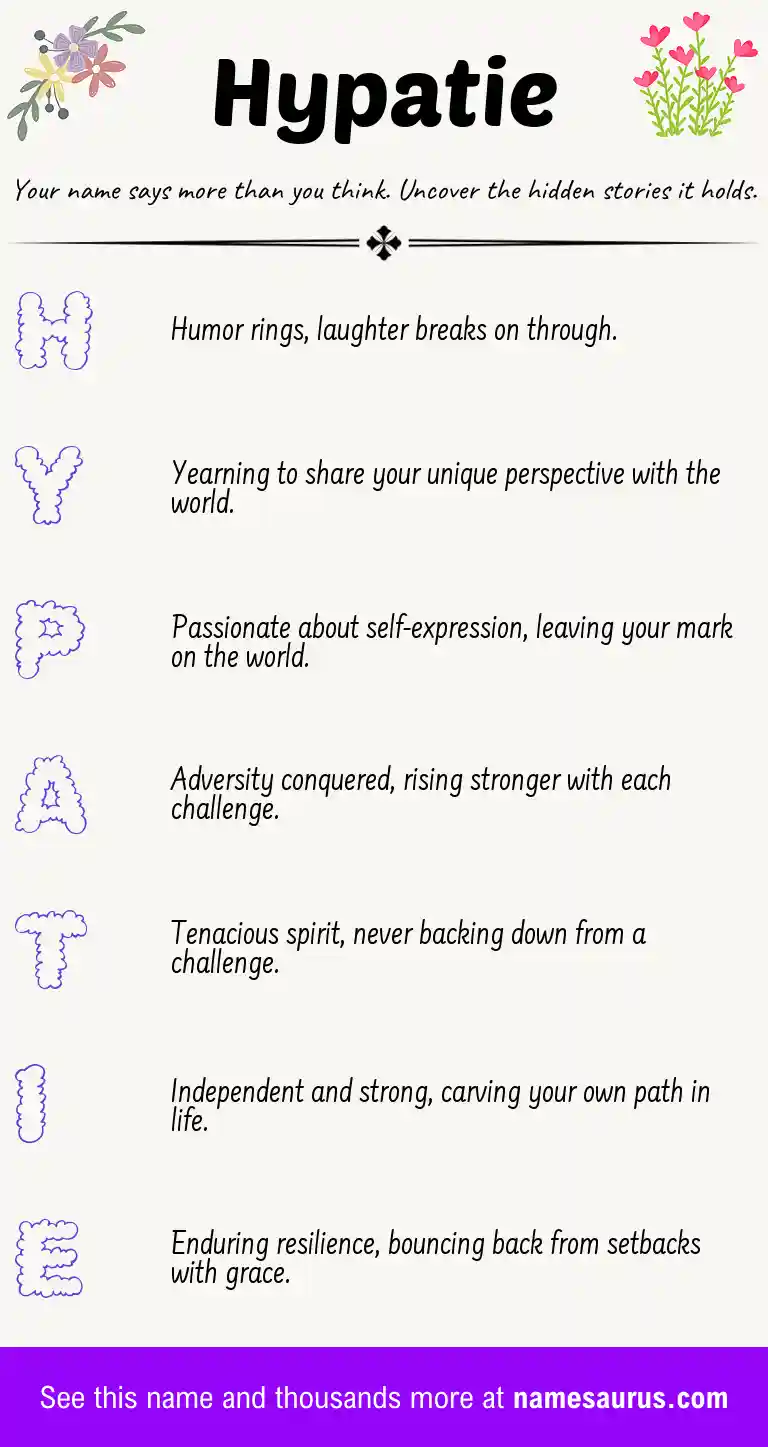 Acrostic poem about Hypatie.