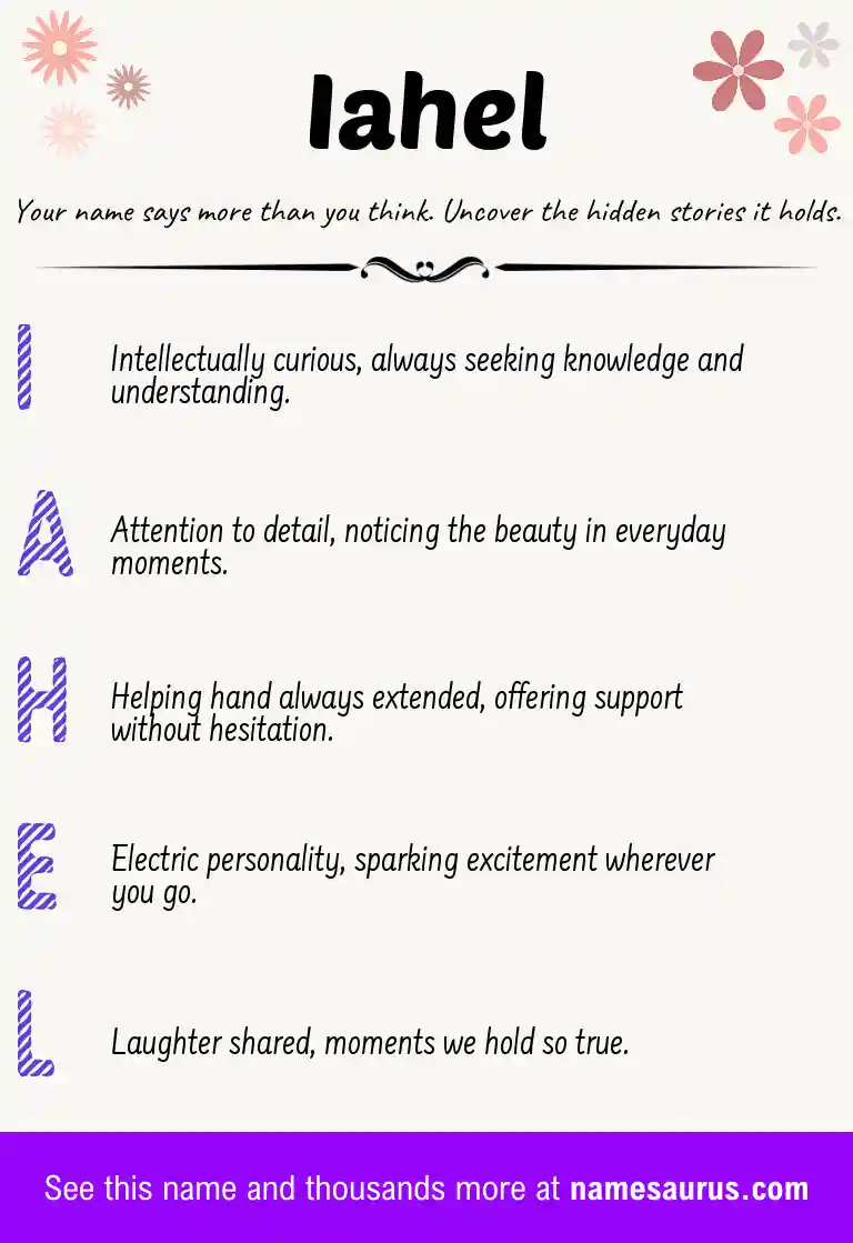 Acrostic poem about Iahel.