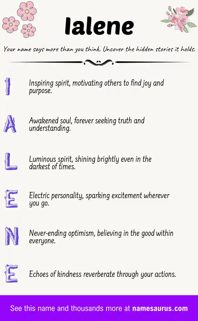 Acrostic poem about Ialene.
