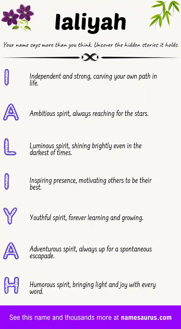 Acrostic poem about Ialiyah.