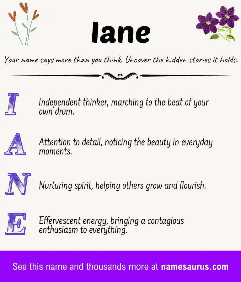 Acrostic poem about Iane.