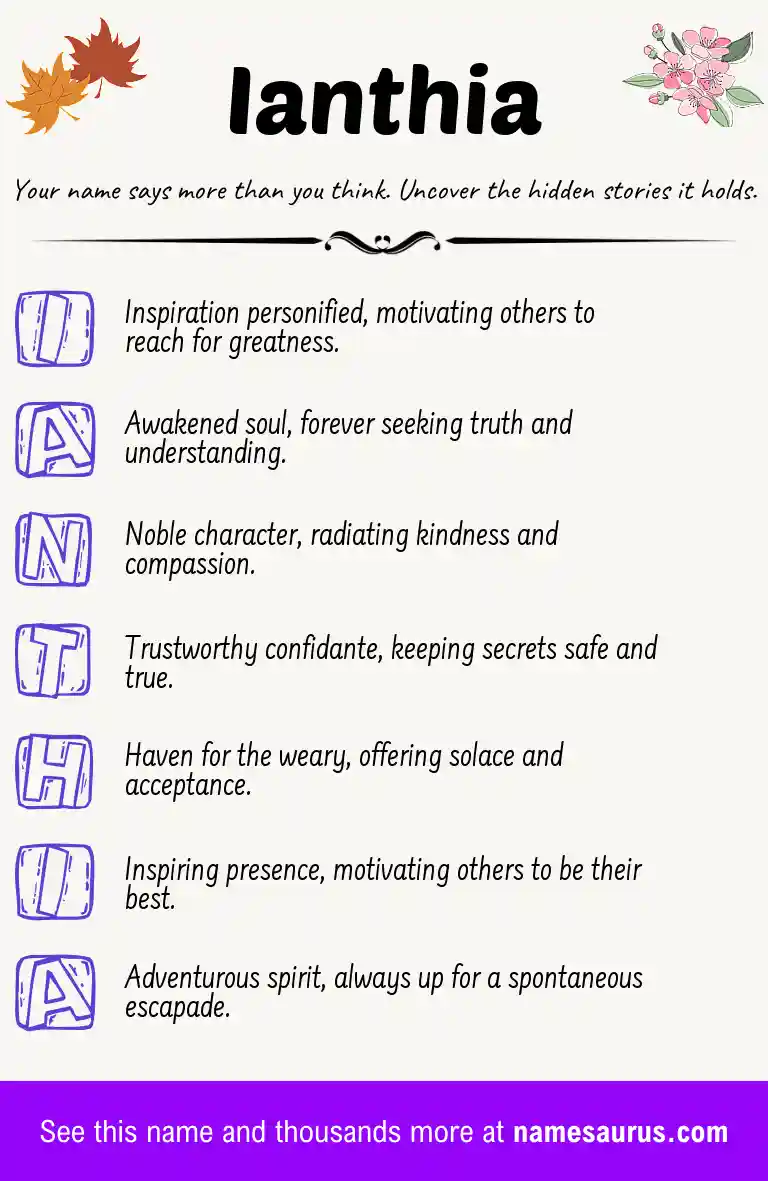 Acrostic poem about Ianthia.