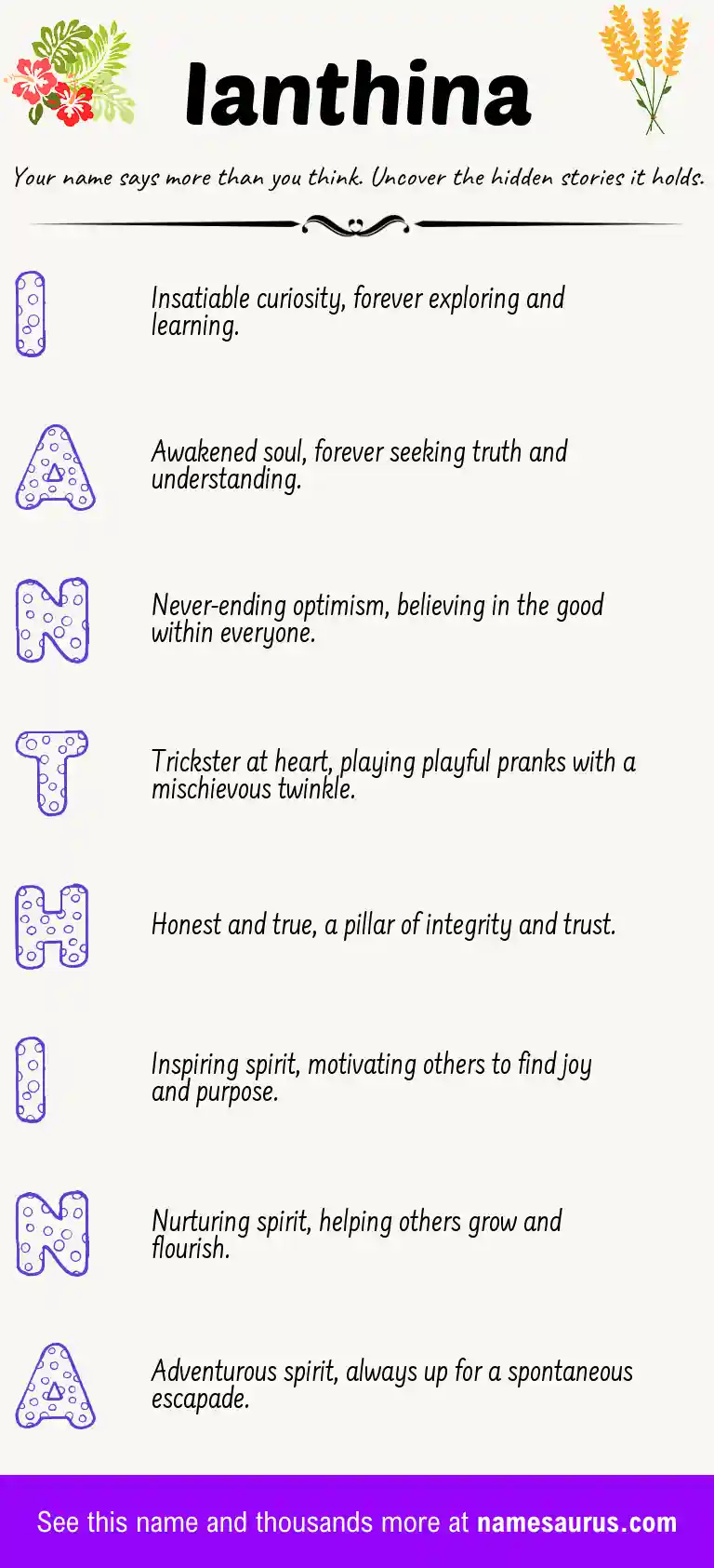 Acrostic poem about Ianthina.