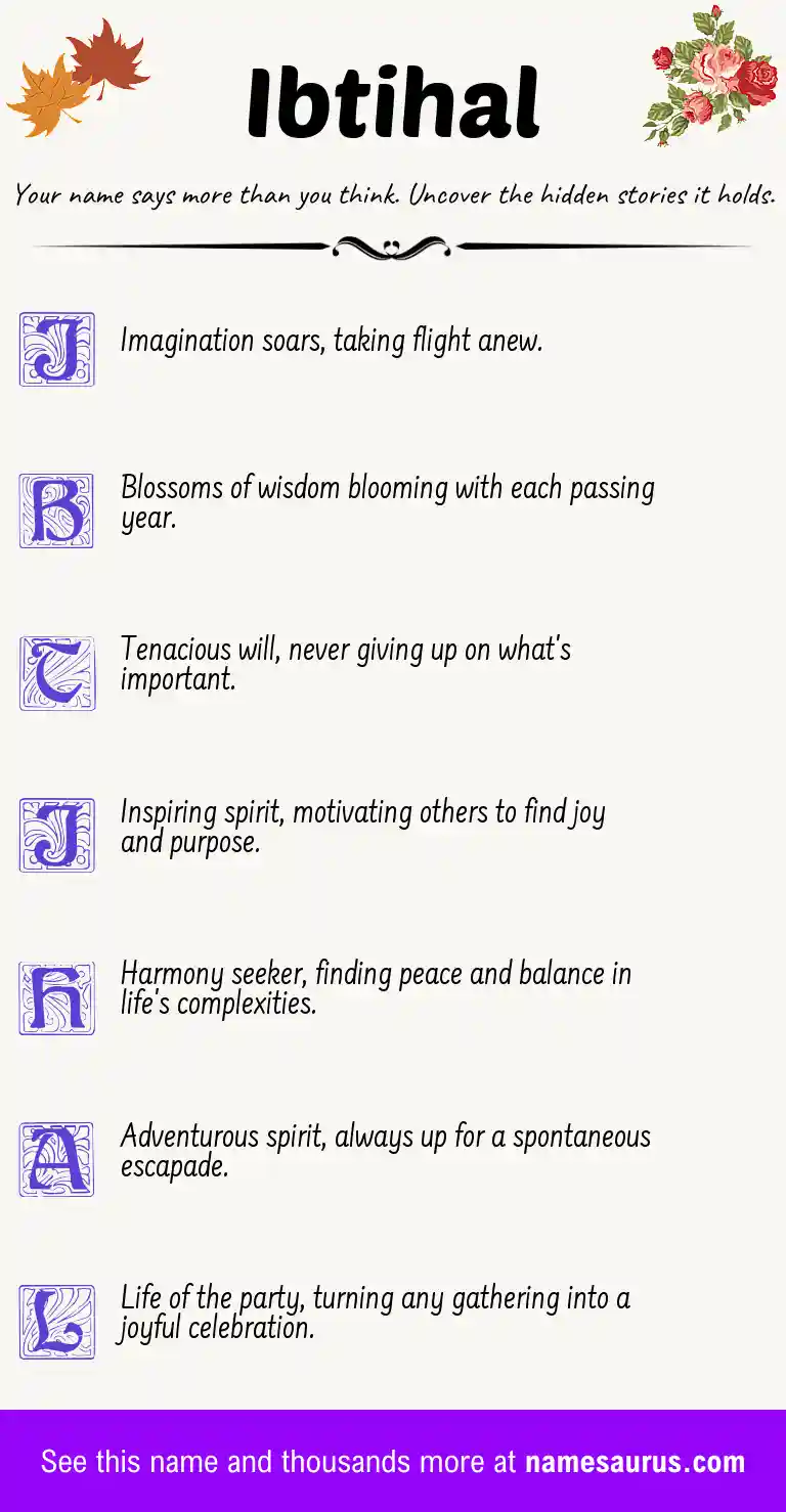 Acrostic poem about Ibtihal.