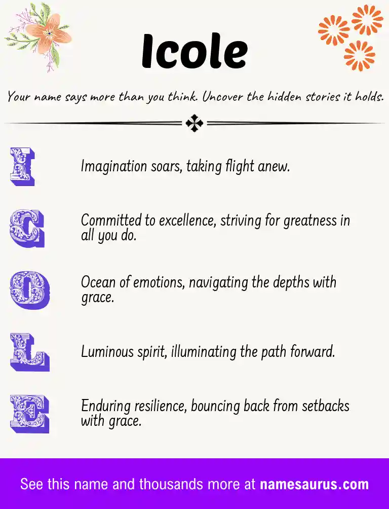 Acrostic poem about Icole.