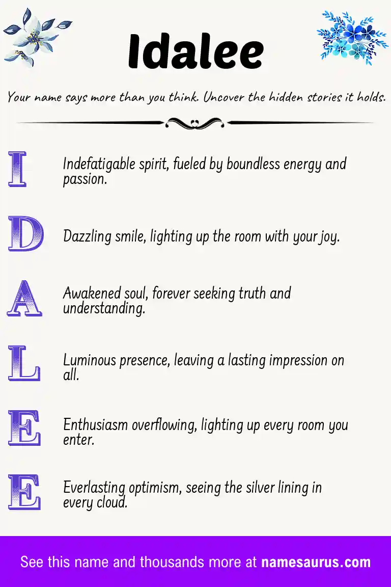 Acrostic poem about Idalee.