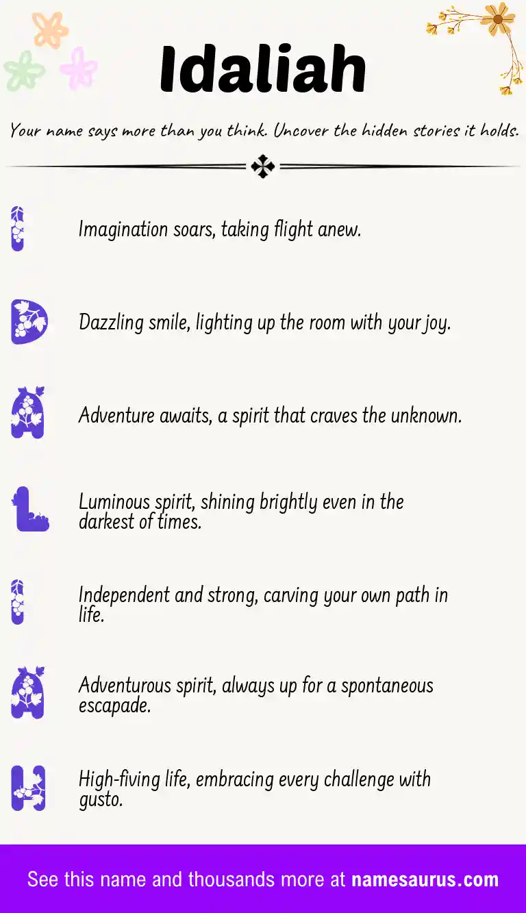 Acrostic poem about Idaliah.