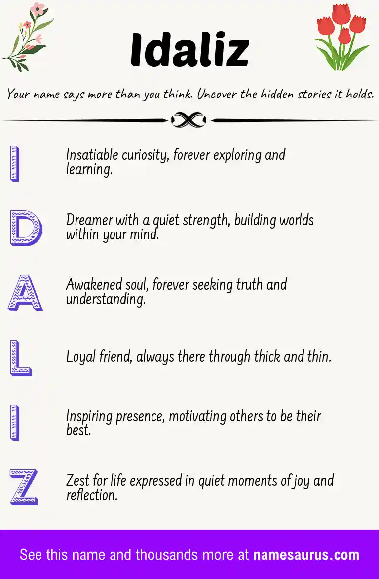 Acrostic poem about Idaliz.