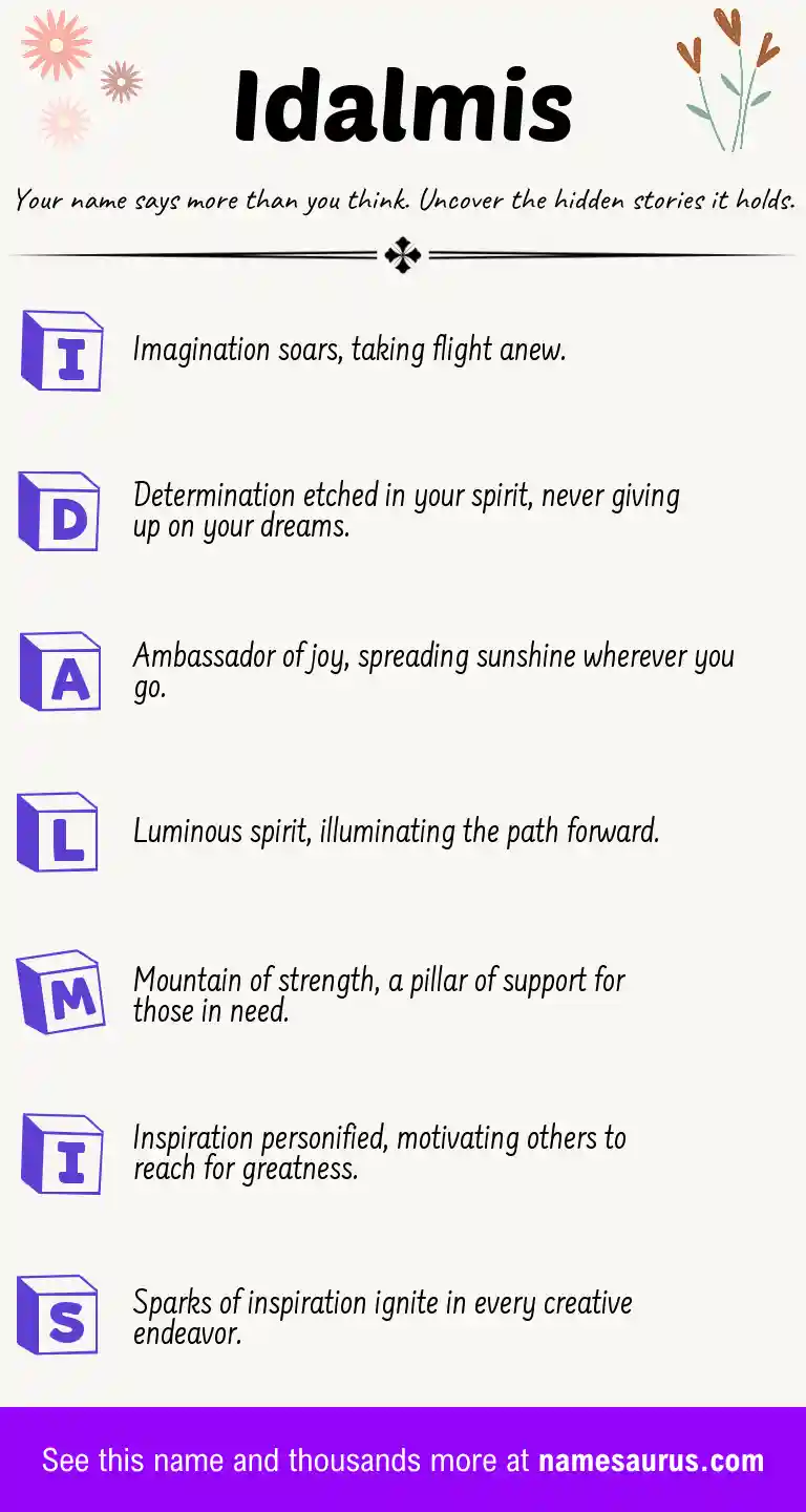 Acrostic poem about Idalmis.