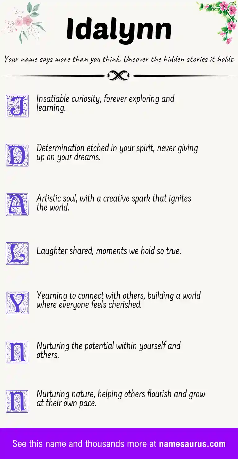 Acrostic poem about Idalynn.
