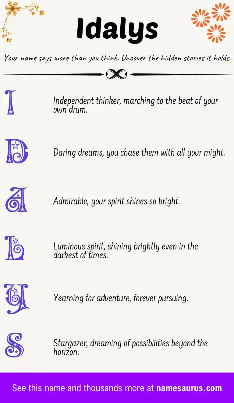 Acrostic poem about Idalys.