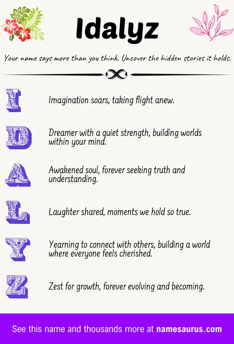 Acrostic poem about Idalyz.