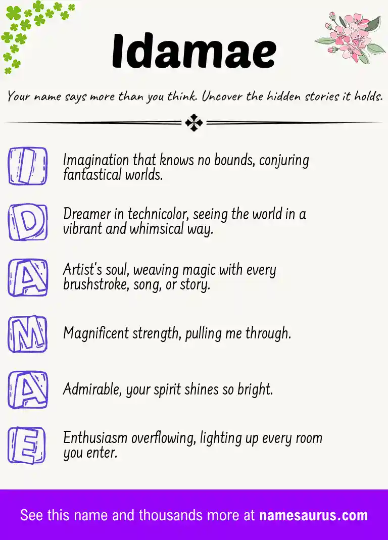 Acrostic poem about Idamae.