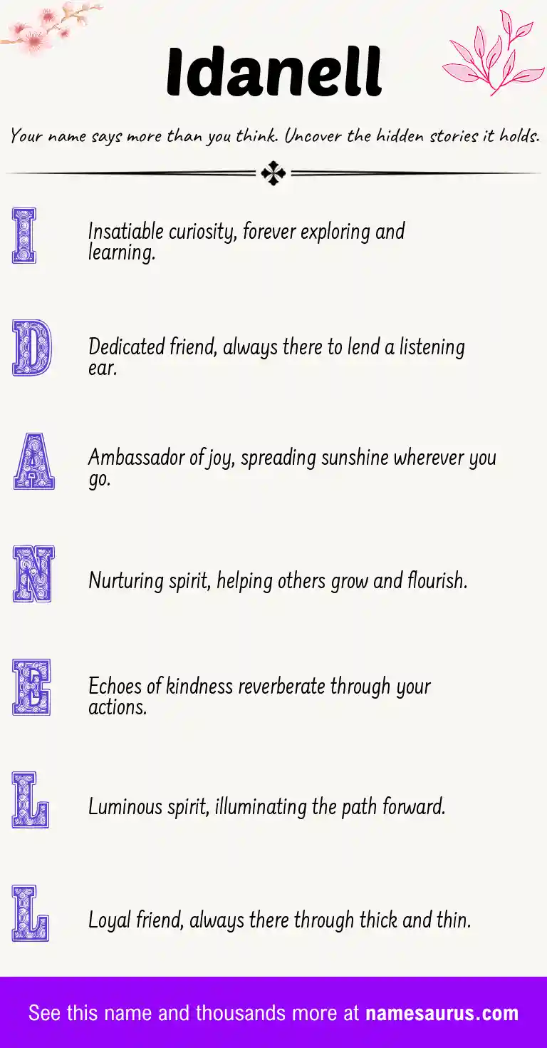 Acrostic poem about Idanell.