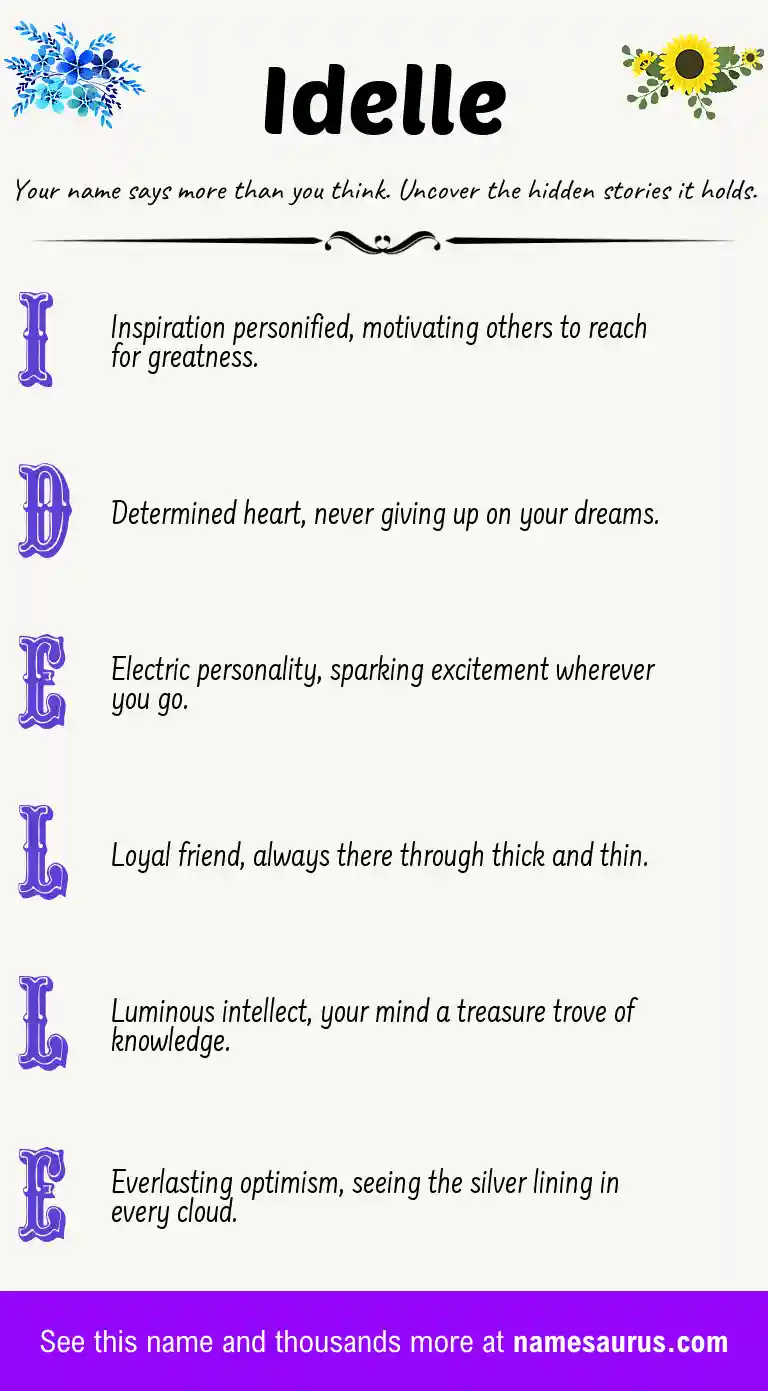 Acrostic poem about Idelle.