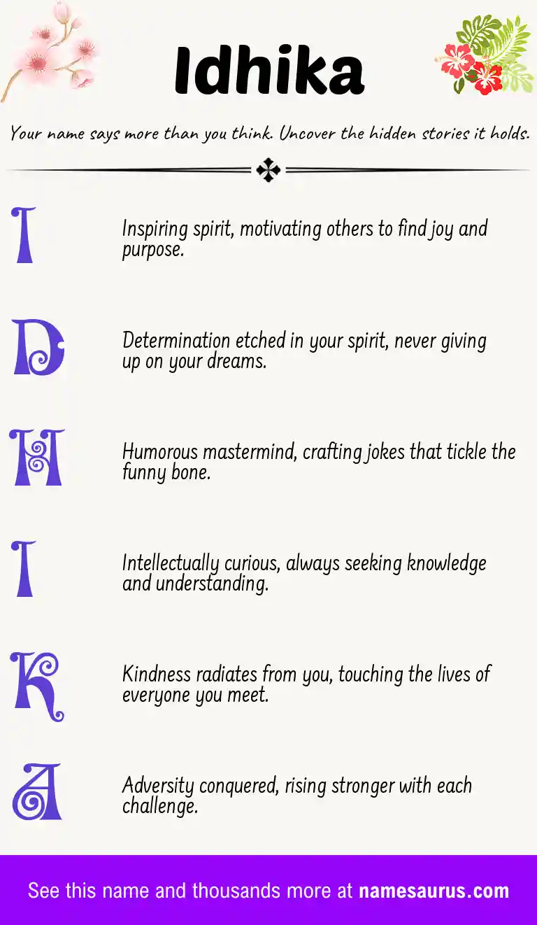 Acrostic poem about Idhika.