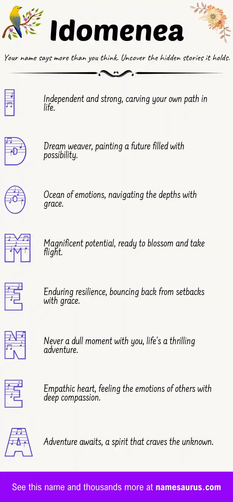 Acrostic poem about Idomenea.