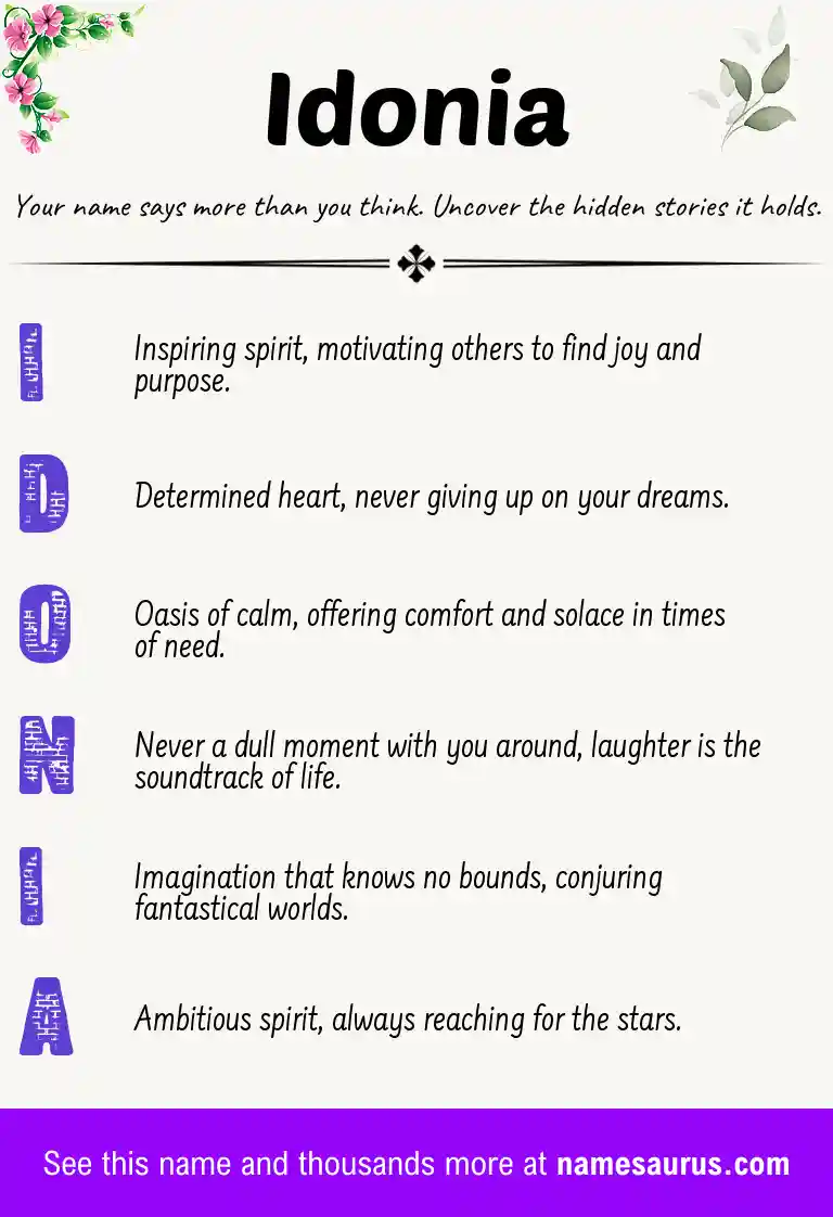 Acrostic poem about Idonia.