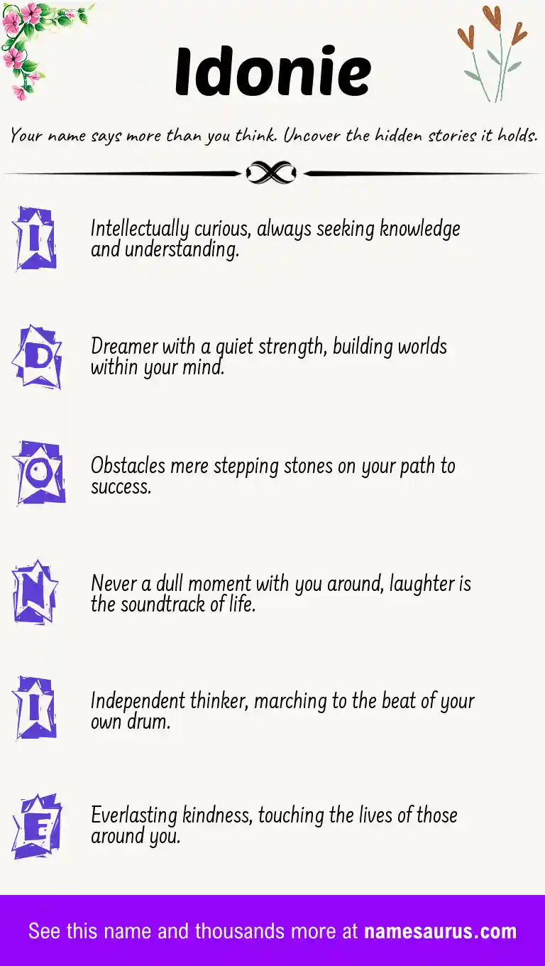 Acrostic poem about Idonie.