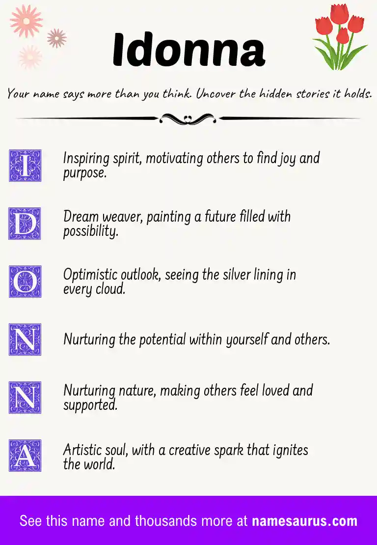 Acrostic poem about Idonna.